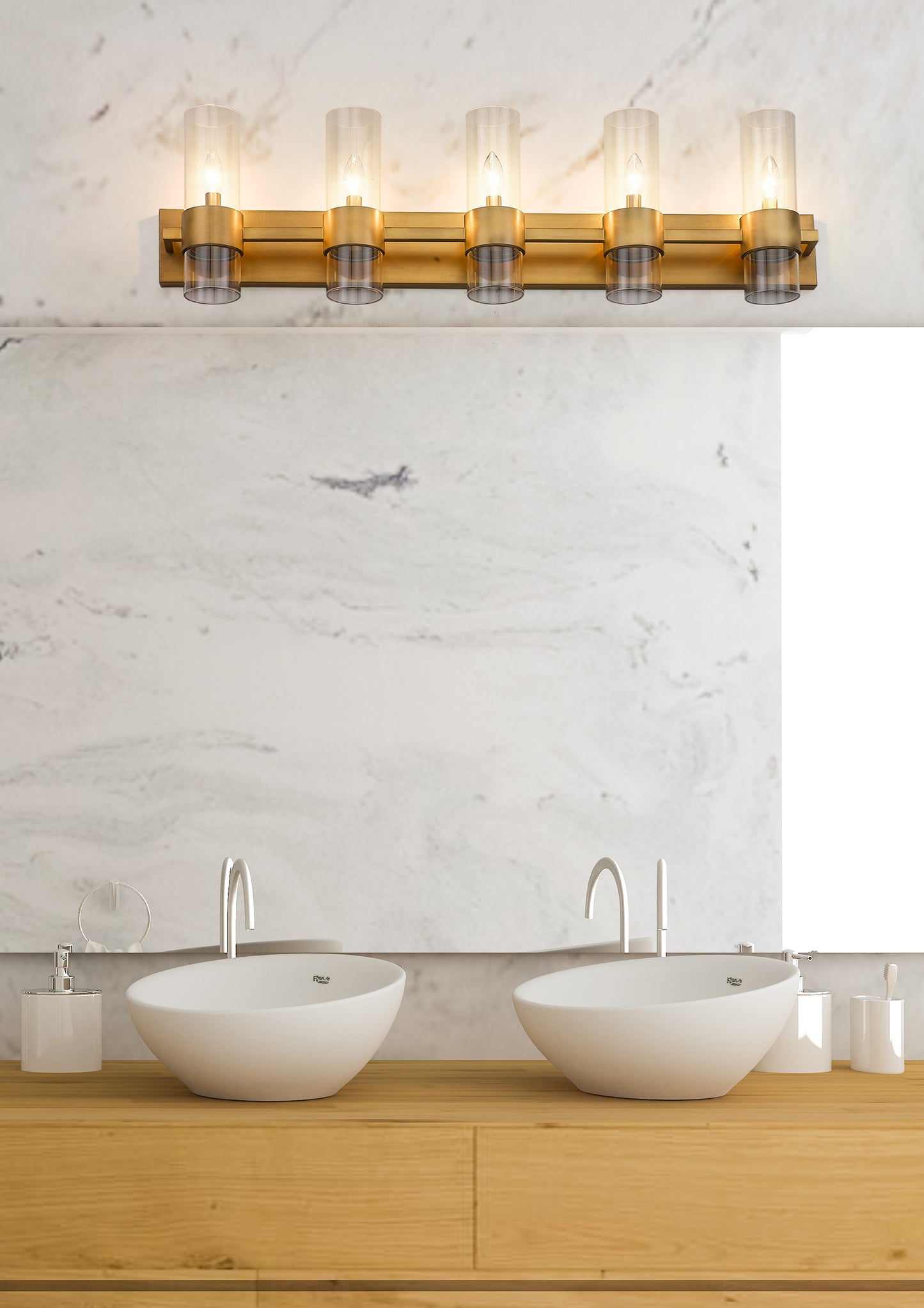343-5V-RB - Lawson 5 Light 38" Vanity - Rubbed Brass