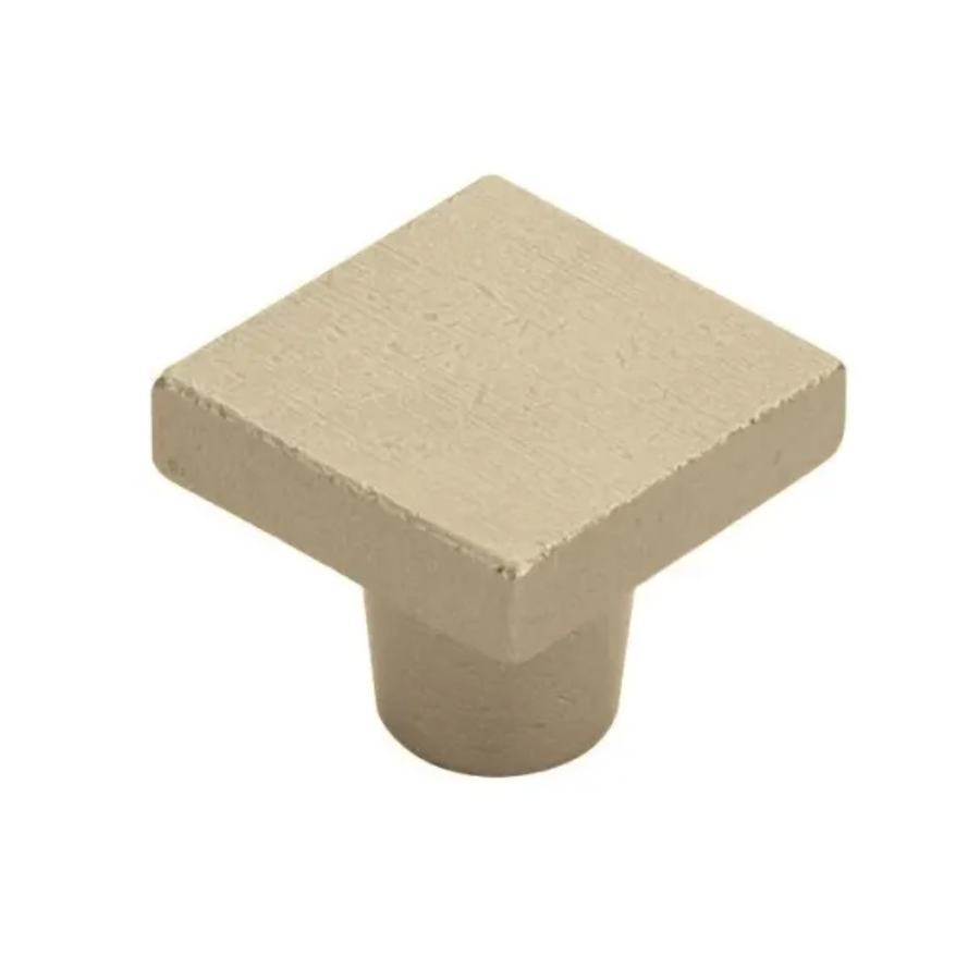 86662FB - Rustic Modern 1-1/4" Square Cabinet Knob - Sandcast Bronze Collection - Tumbled White Bronze