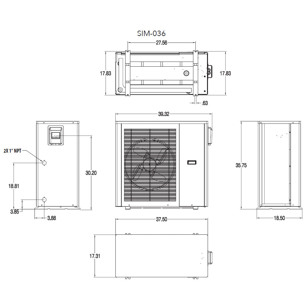 45SIM-036A4 - Air-to-Water Heat Pump – 3 Ton, Inverter-Driven, 208-230V, 1 Phase