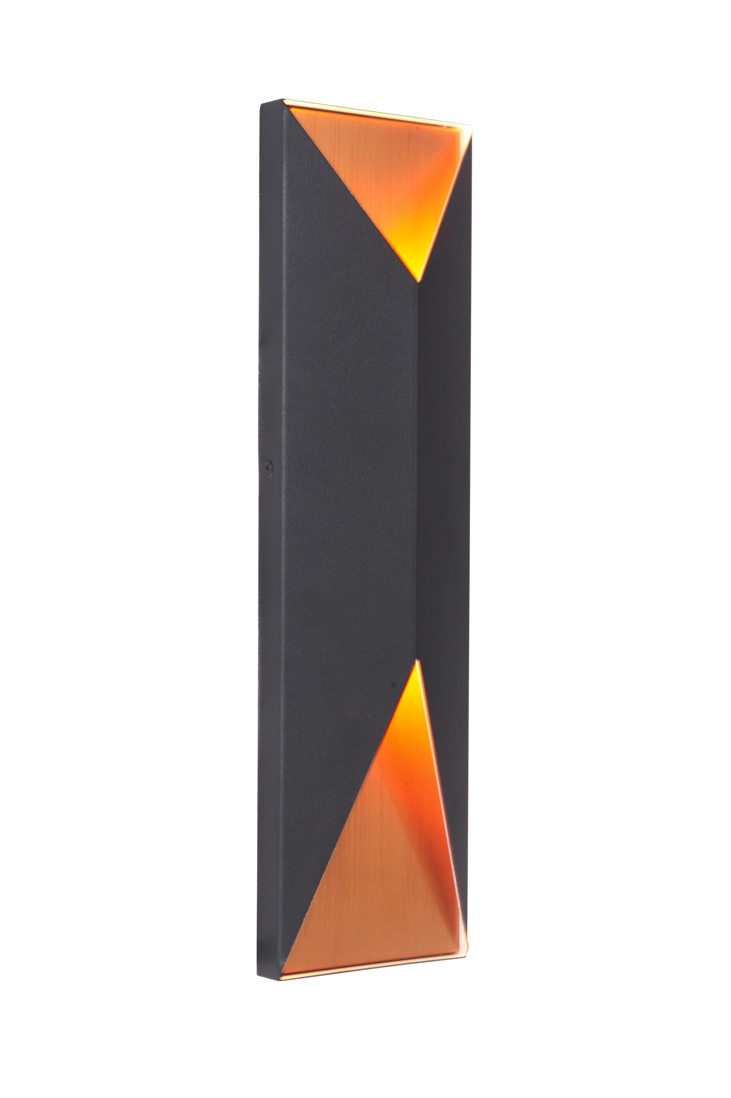 Z3422-TBSB-LED - Peak 2 Light 18" High Outdoor Pocket Sconce - Textured Black / Satin Brass