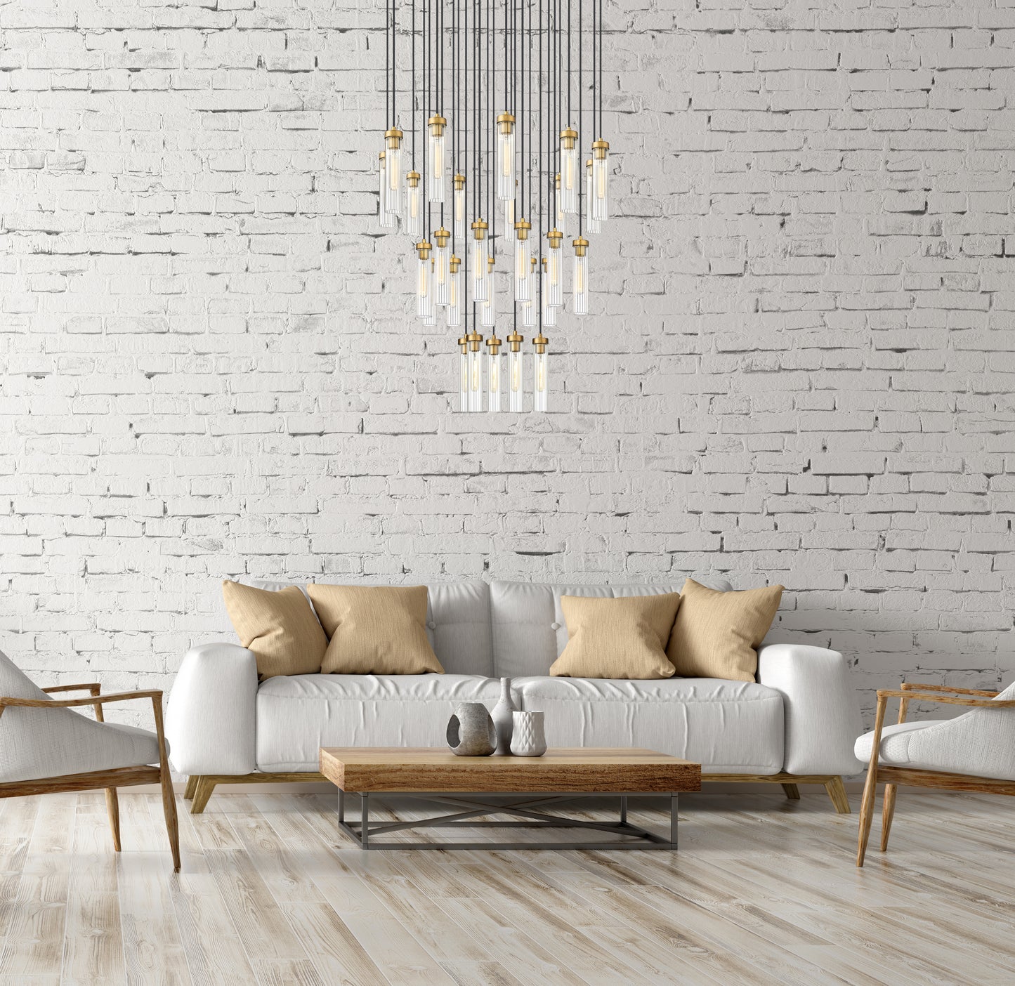 740P-27R-RB - Beau 27 Light 36" Chandelier - Rubbed Brass
