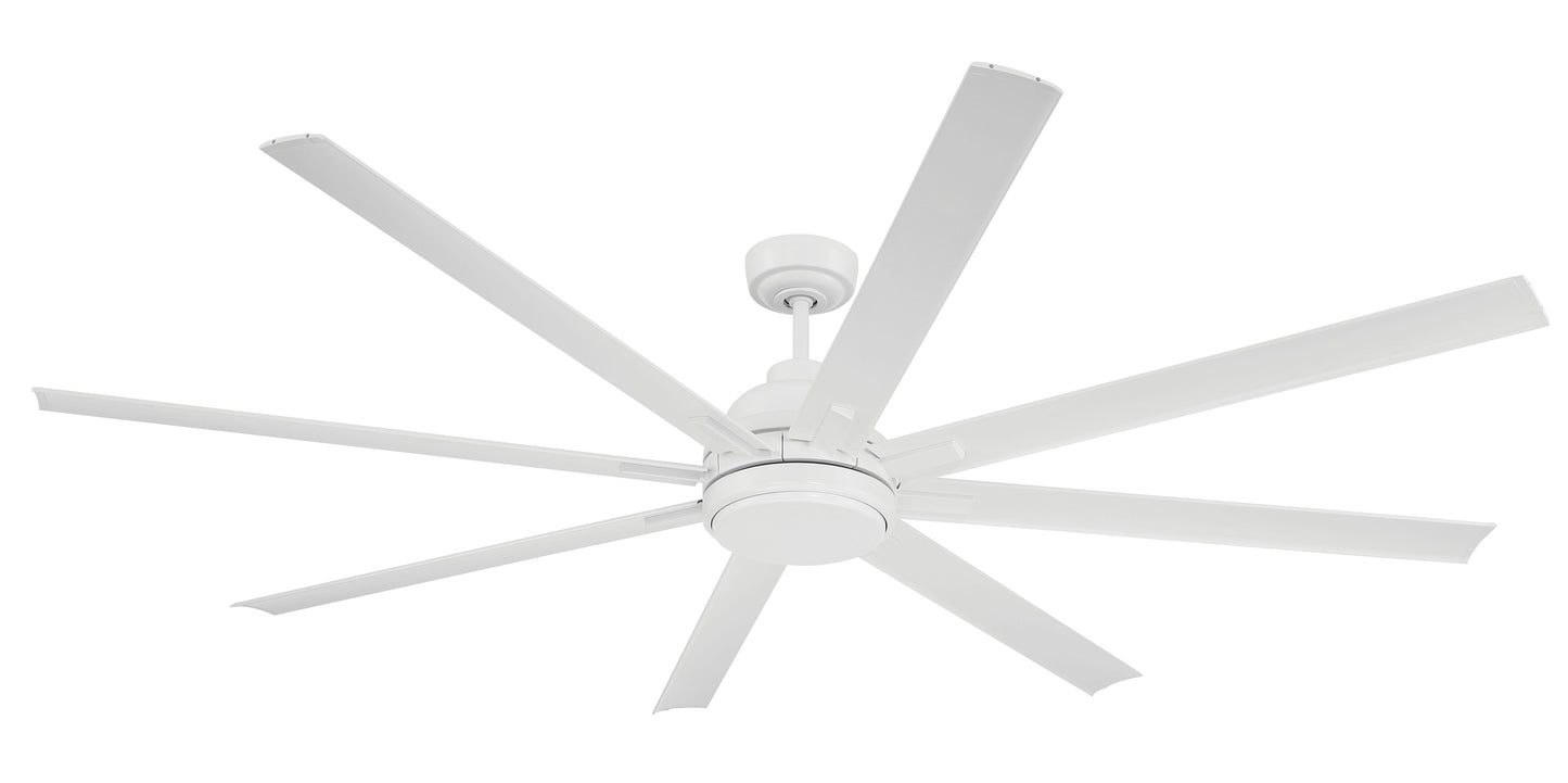 RSH72W8 - Rush 72 72" 8 Blade Indoor Outdoor Ceiling Fan with Light Kit - White