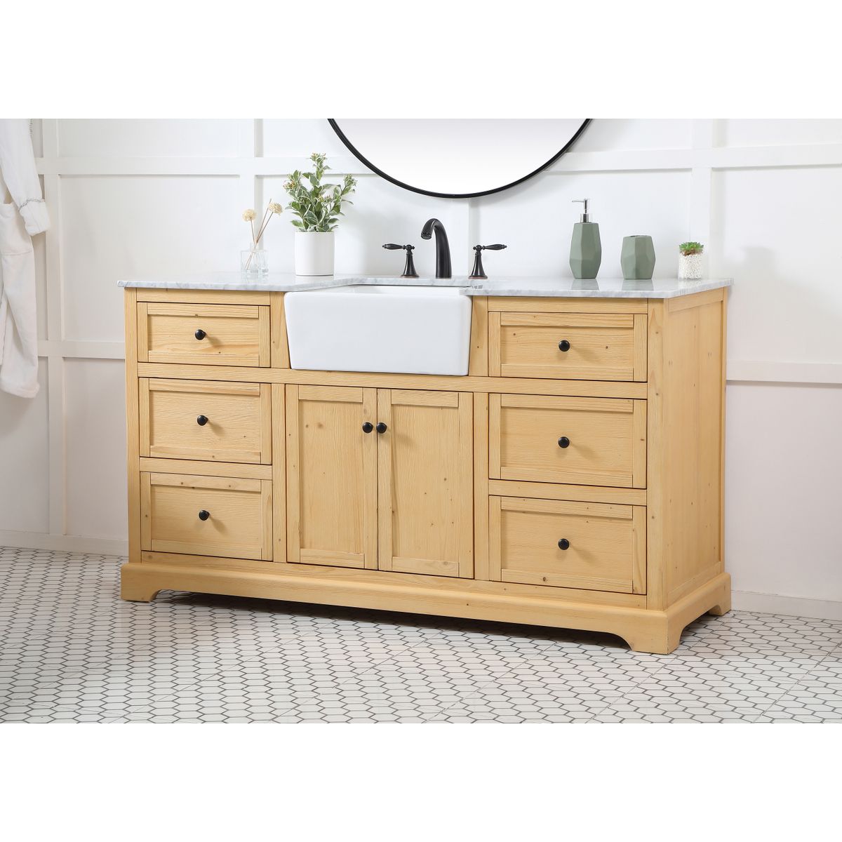 VF60260NW 60" Single Bathroom Vanity in Natural Wood
