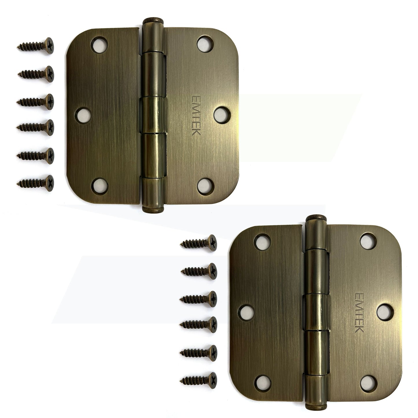 91033US7 - 3-1/2" x 3-1/2" 5/8" Pair of Radius Residential Duty Hinges - French Antique Brass