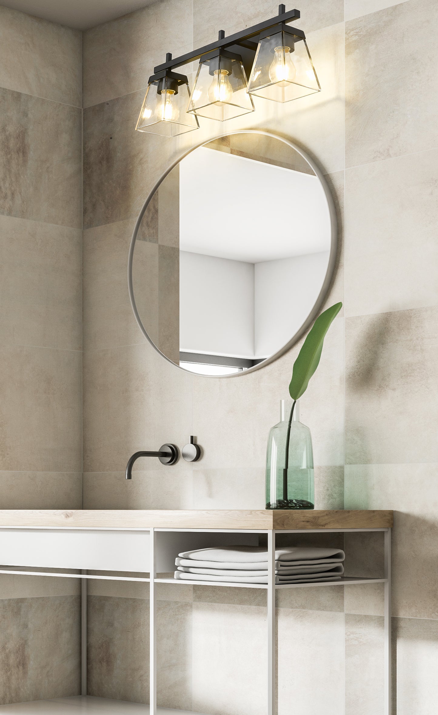 819-3V-MB - Lauren 3 Light 22" Vanity - Matte Black