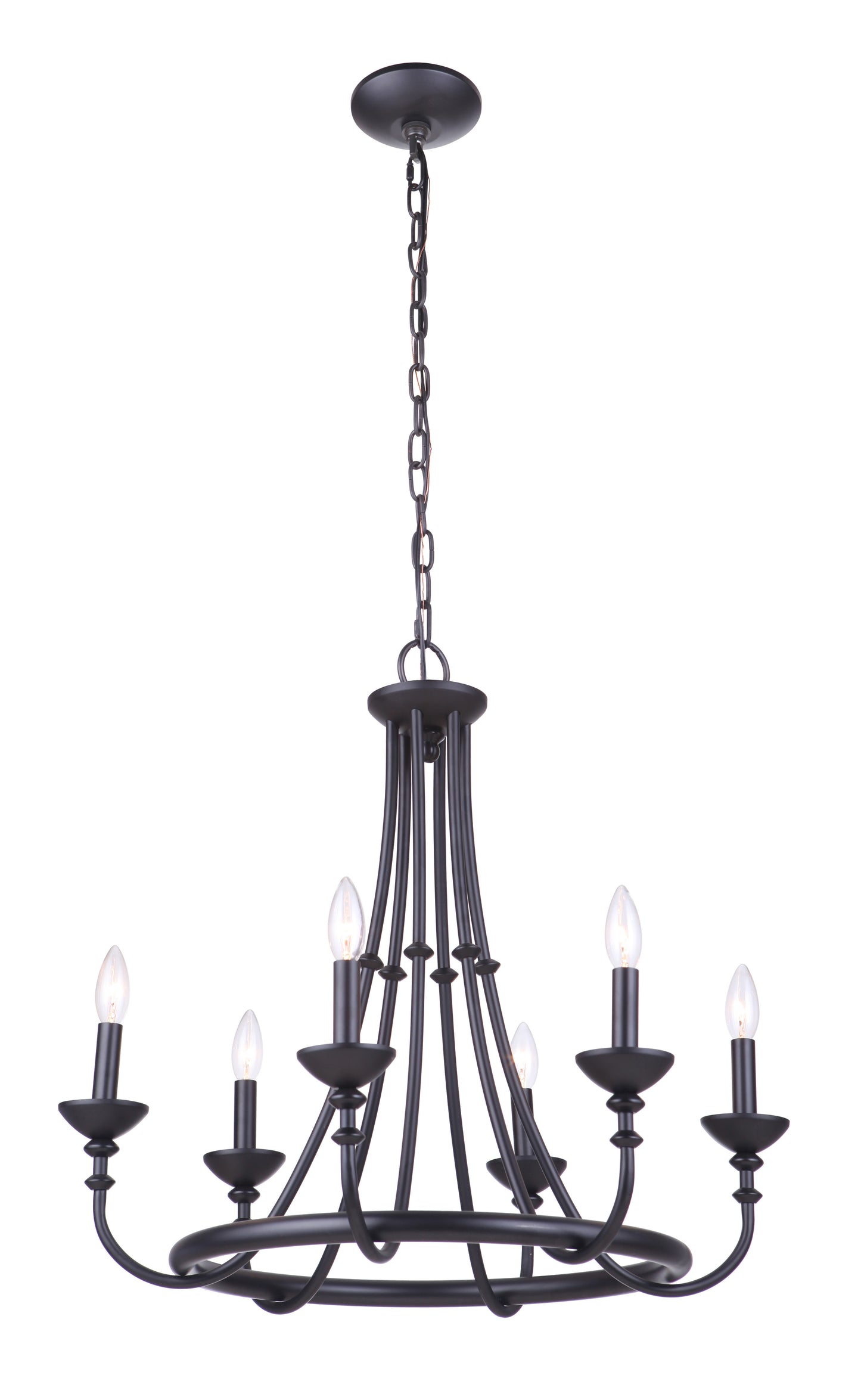 53726-FB - Marlowe 6 Light 24" Wide Chandelier - Flat Black