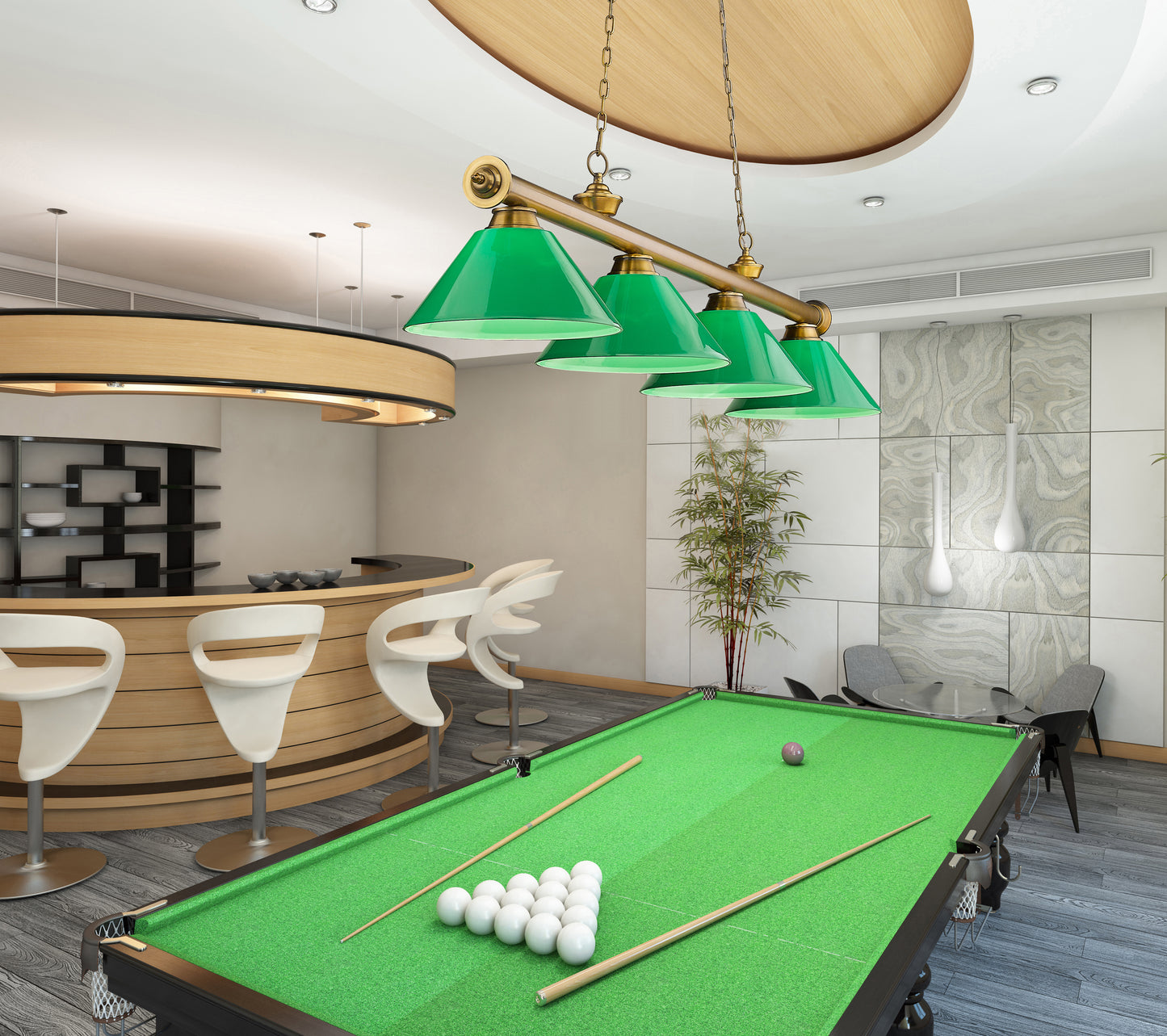 2306-4RB-PGR - Cordon 4 Light 81" Billiard - Rubbed Brass