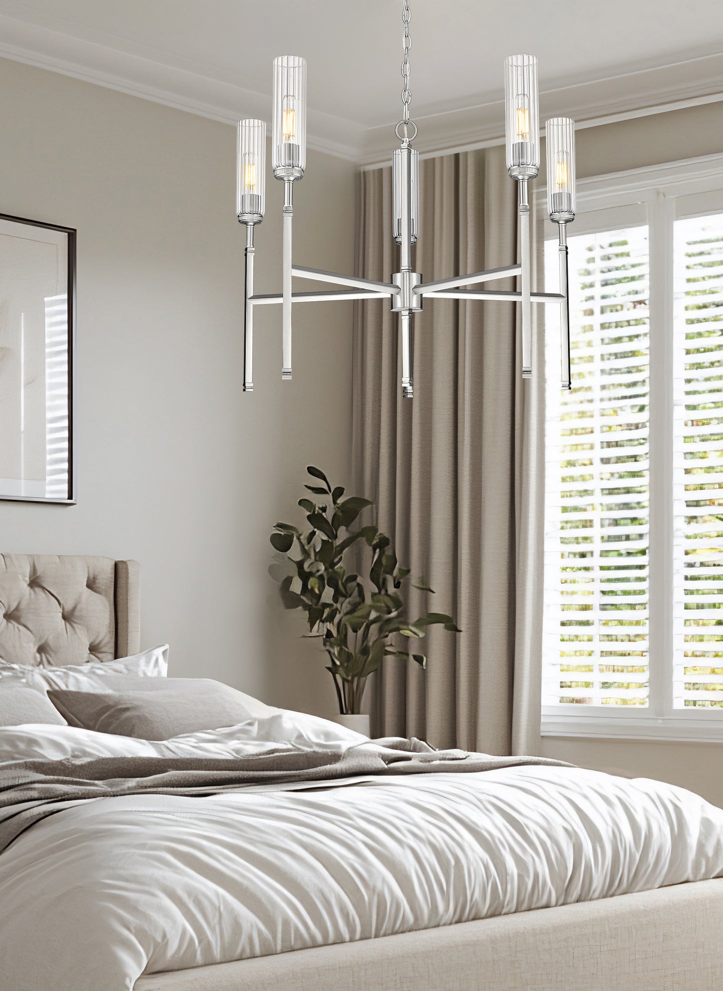 3047-5BN - Esme 5 Light 32" Chandelier - Brushed Nickel