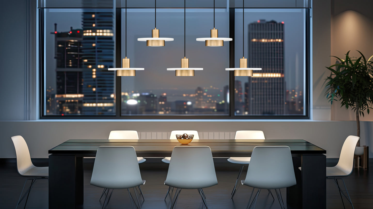829P12-5L-MW-MGLD-LE - Ludo 5 Light Linear 52" Chandelier - Matte White / Modern Gold