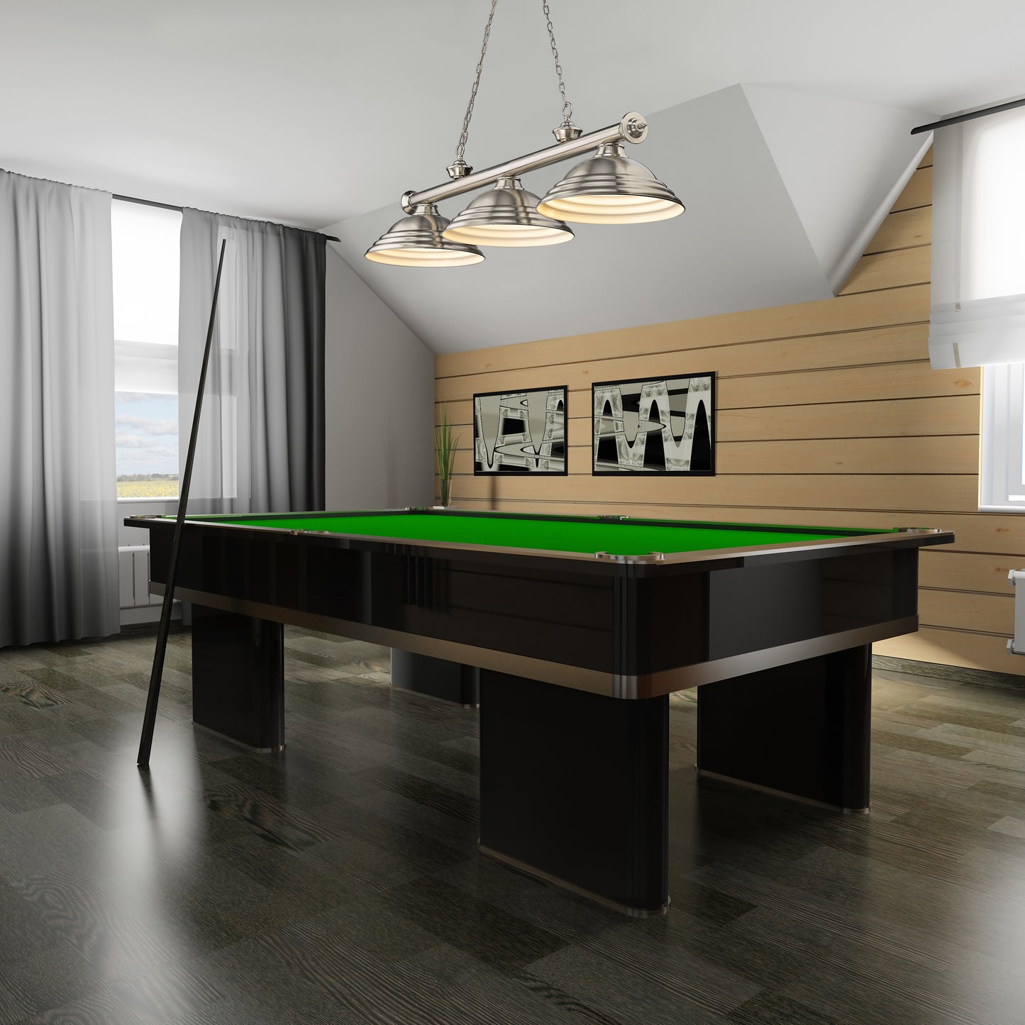 2306-3BN-SBN - Cordon 3 Light 58" Billiard - Brushed Nickel