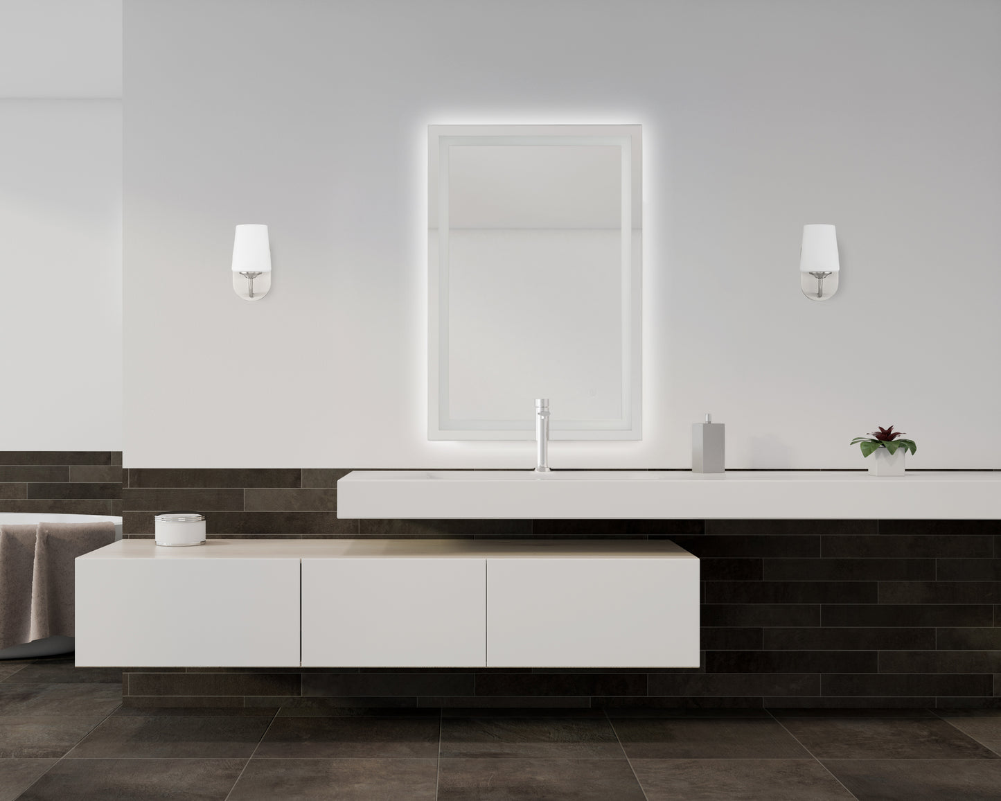 MIR2409RT-W3C - Meredith 1 Light 24" Wide Illuminated Mirror - White