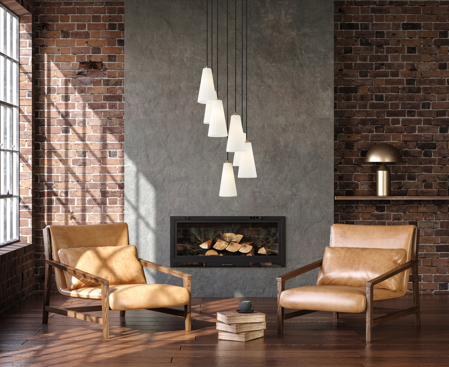3043P7-7R-MGLD - Farrell 7 Light 18" Chandelier - Modern Gold