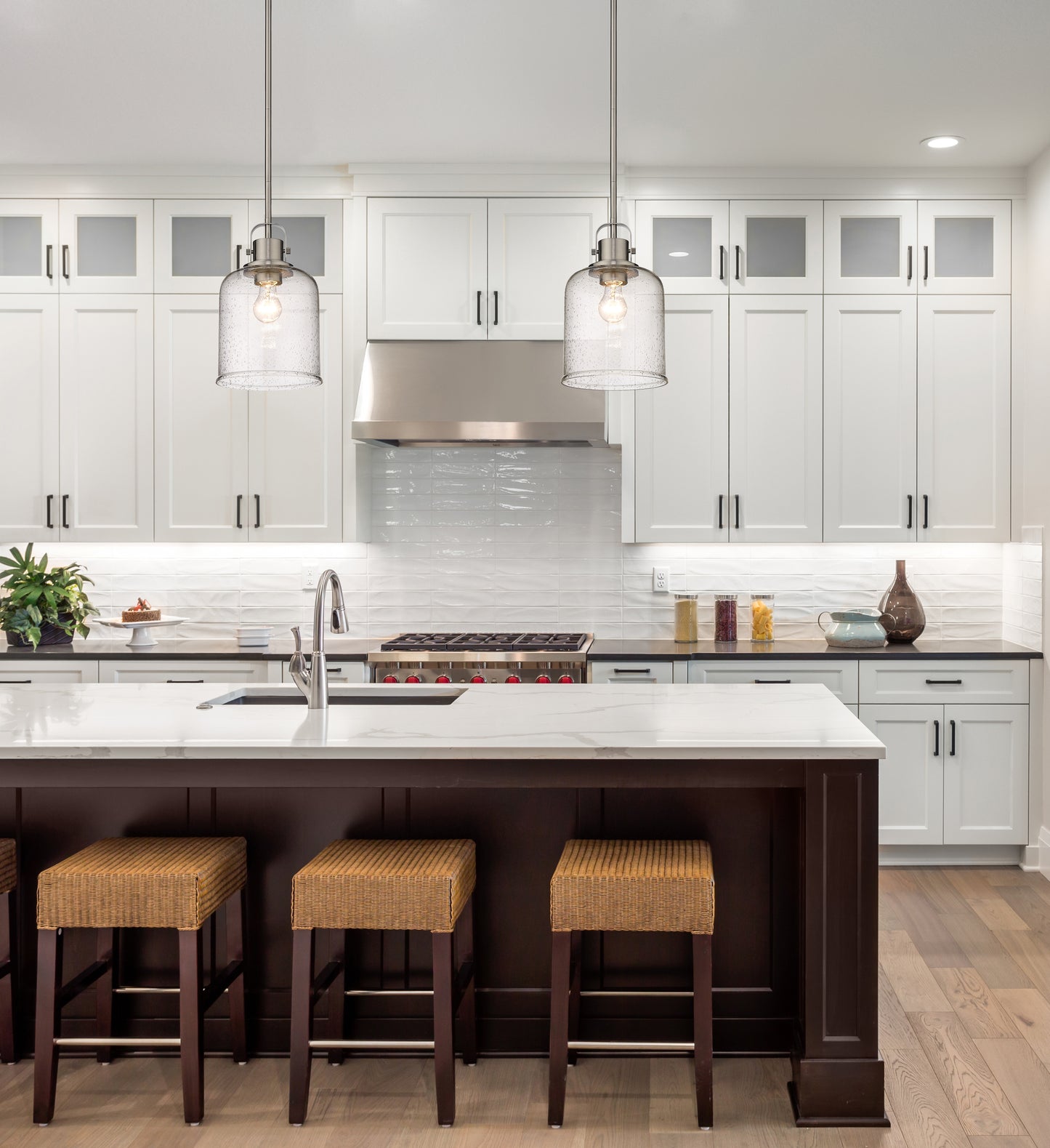 340P8-BN - Kinsley 1 Light 8" Pendant - Brushed Nickel