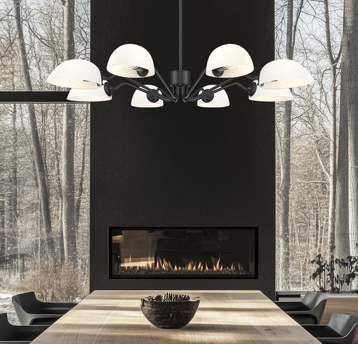 3048-8MB - Breton 8 Light 46" Chandelier - Matte Black