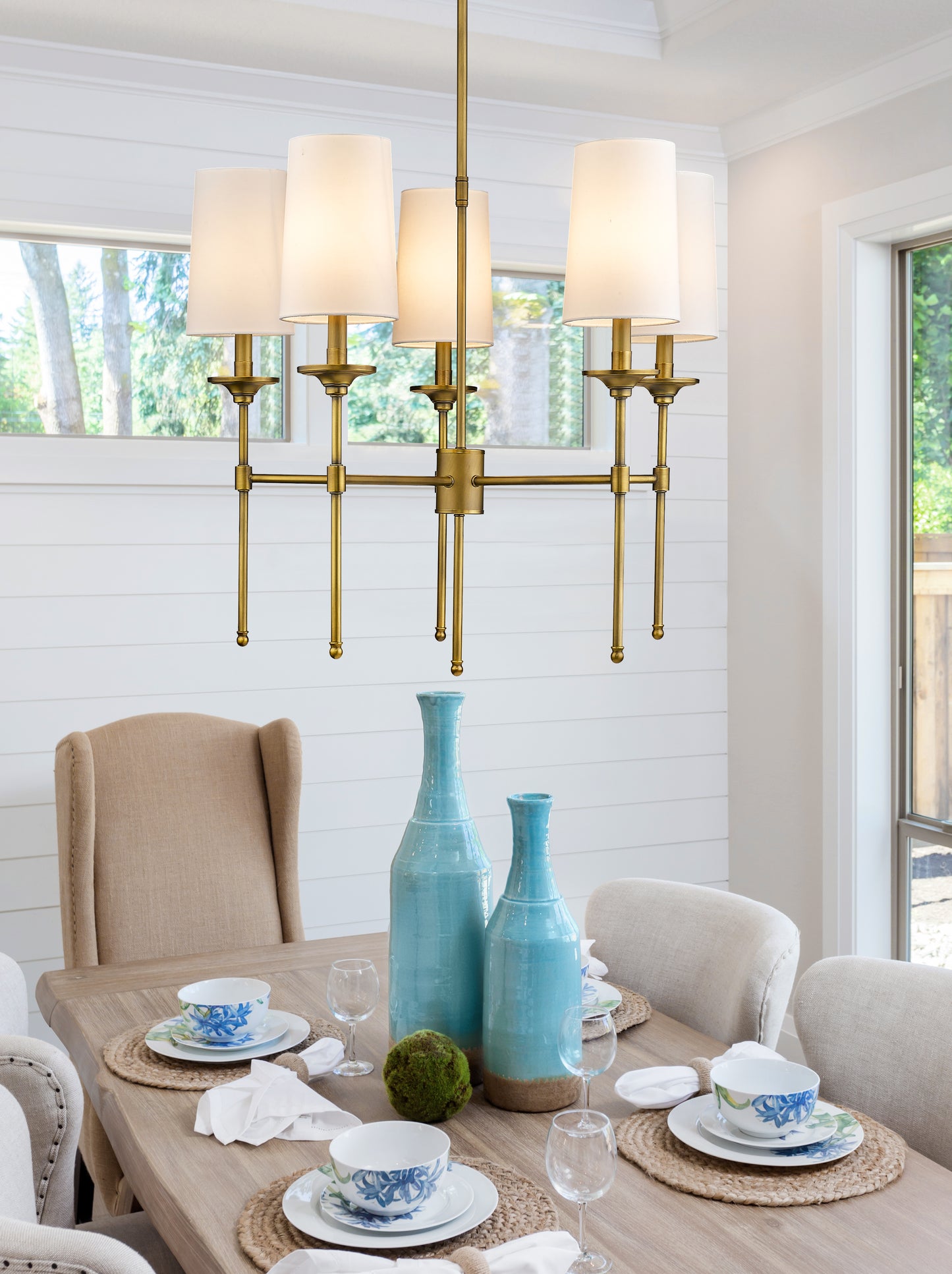 3033-5RB - Emily 5 Light 28" Chandelier - Rubbed Brass