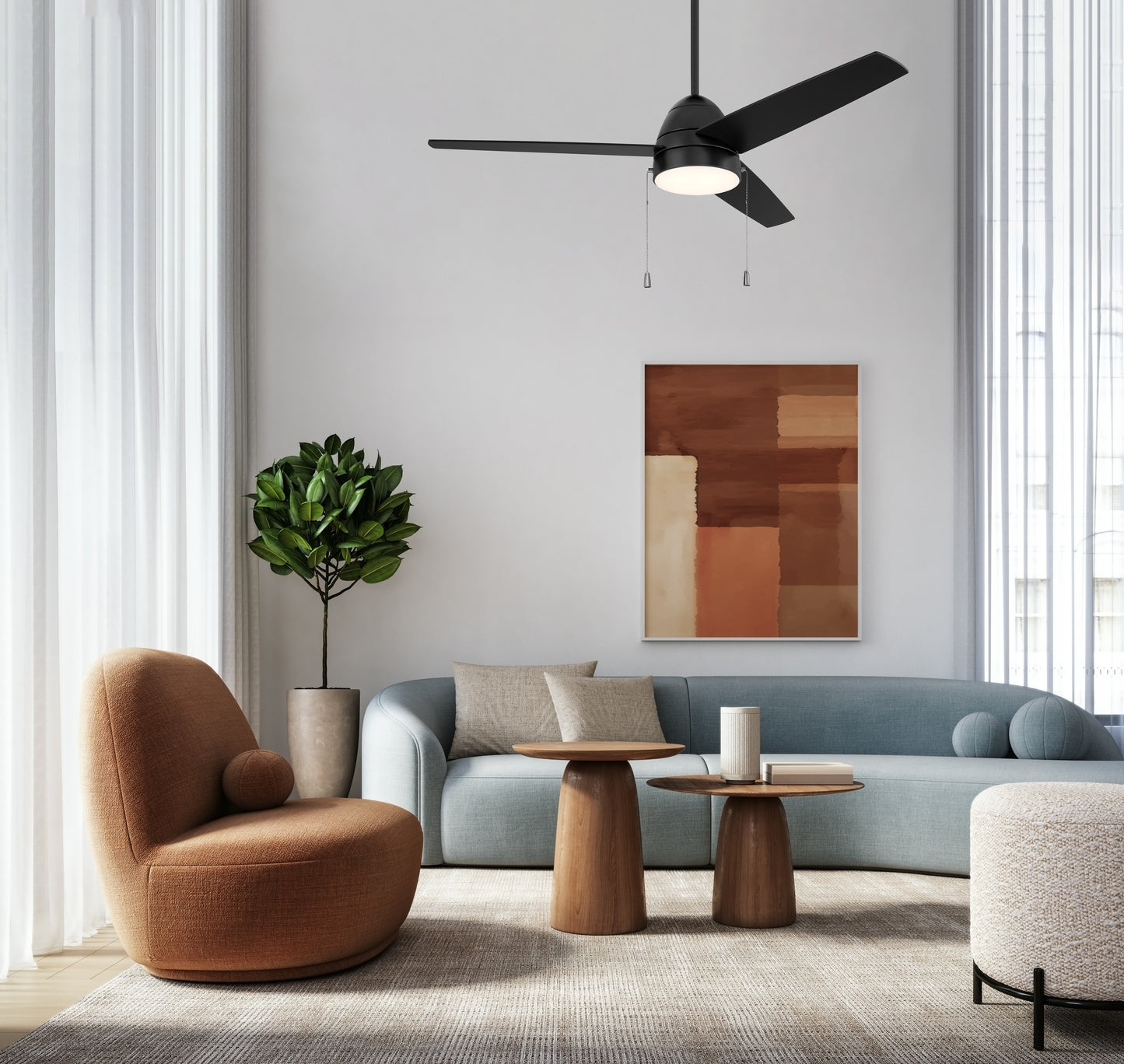 CZY52FB3 - Cozy 52" 3-Blade Ceiling Fan 52" 3 Blade Ceiling Fan with Light Kit - Flat Black