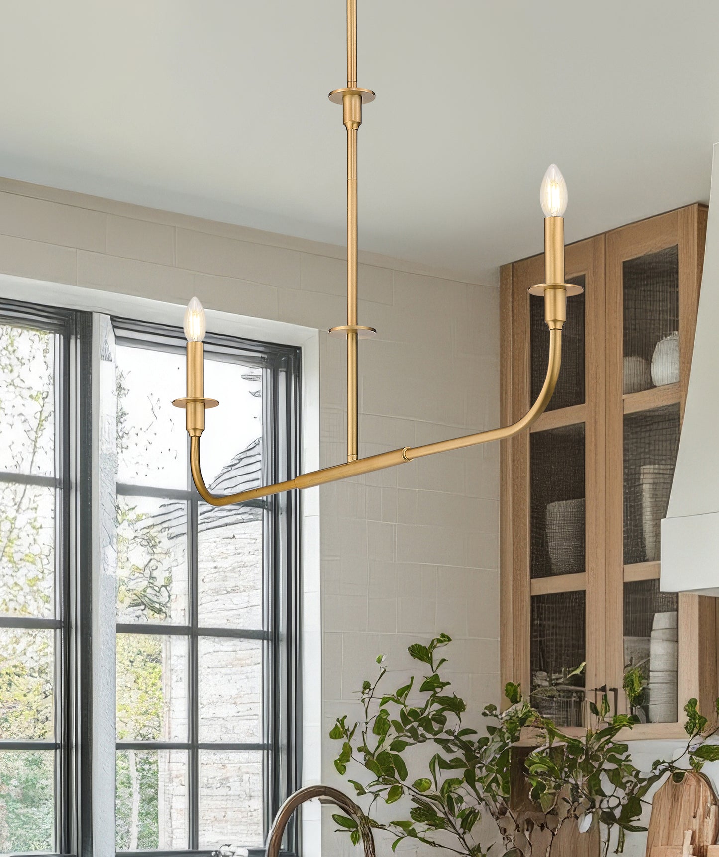 3049-42L-RB - Tova 2 Light Linear 46" Chandelier - Rubbed Brass