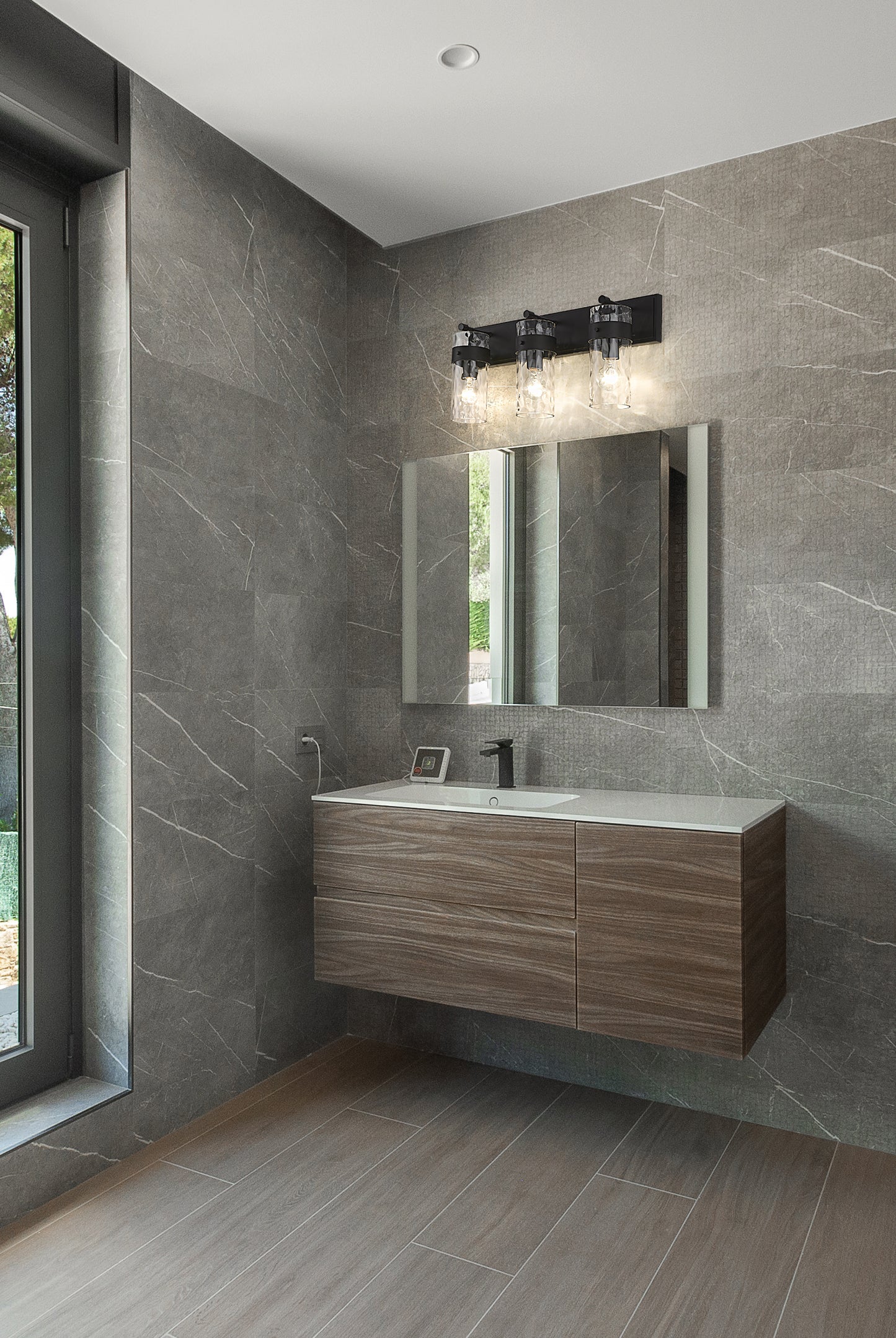 3035-3V-MB - Fontaine 3 Light 24" Vanity - Matte Black