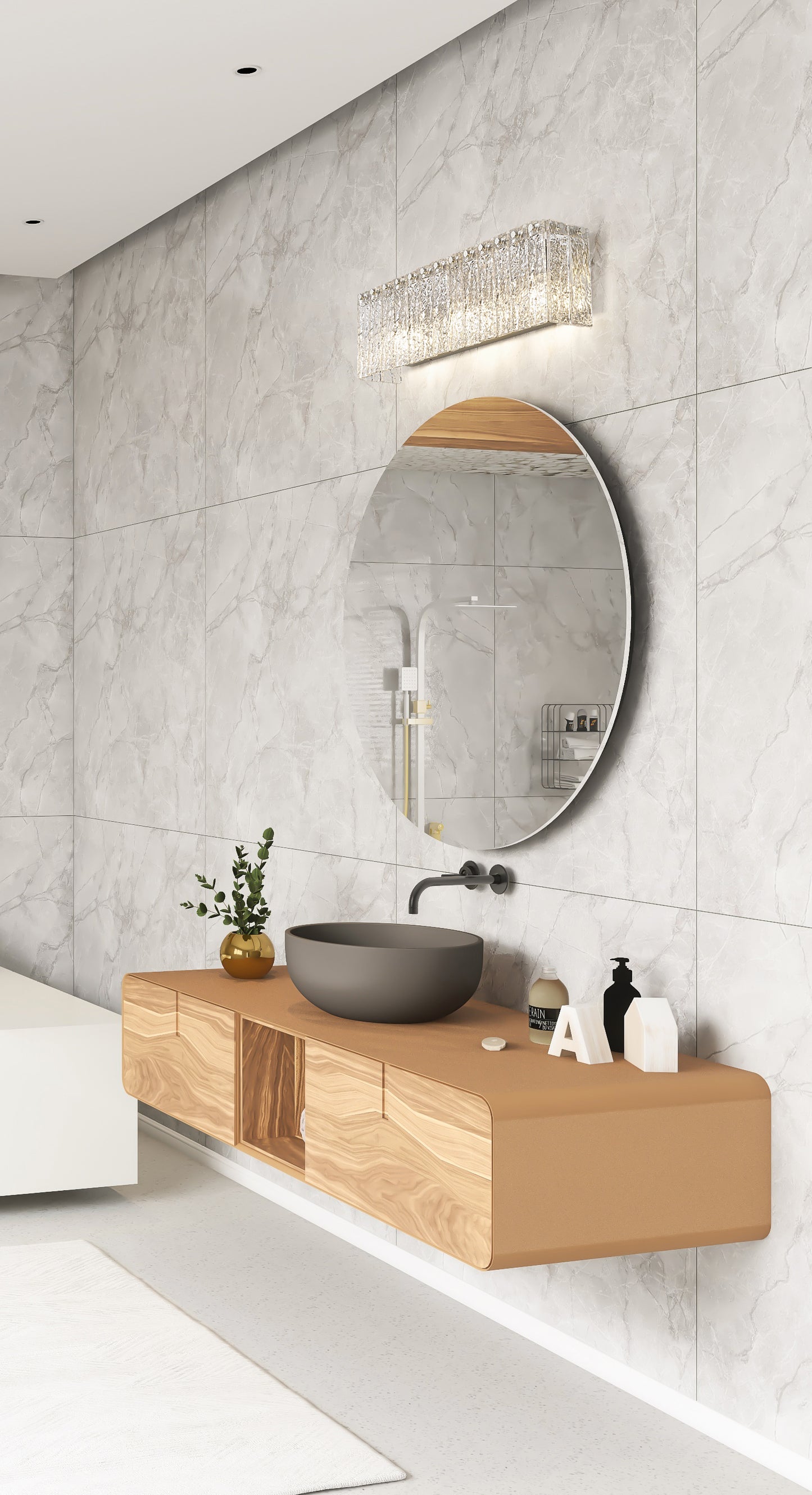 1943-3V-BN - Glacier 3 Light 24" Vanity - Brushed Nickel