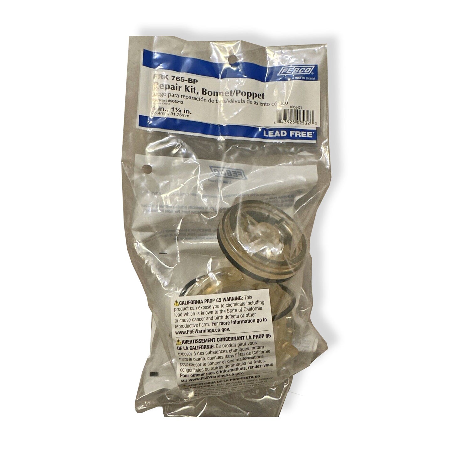 905-212 - 1/2" and 3/4" Bonnet & Poppet Repair Kit