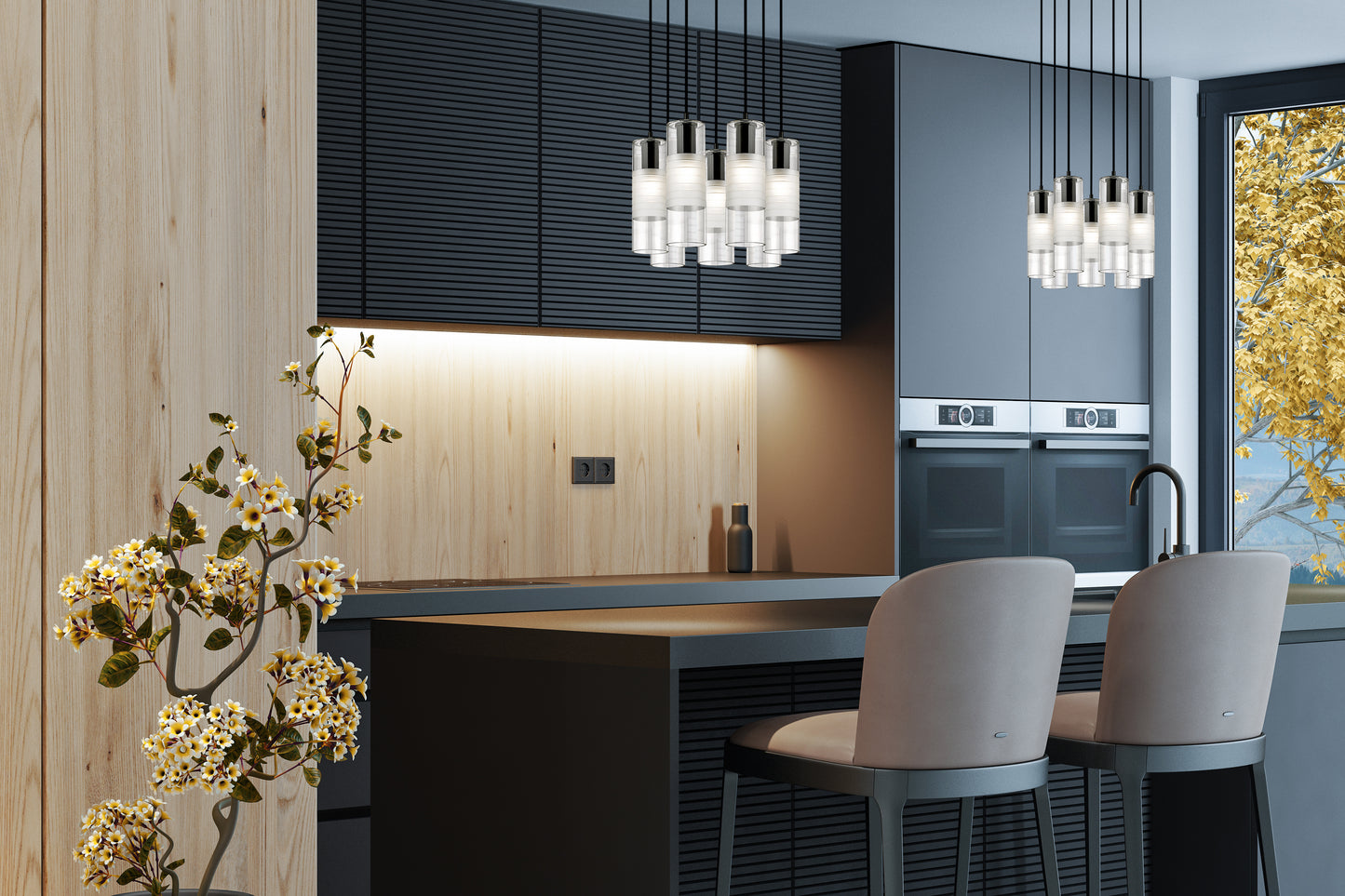 824P-7R-MB - Alton 7 Light 18" Chandelier - Matte Black