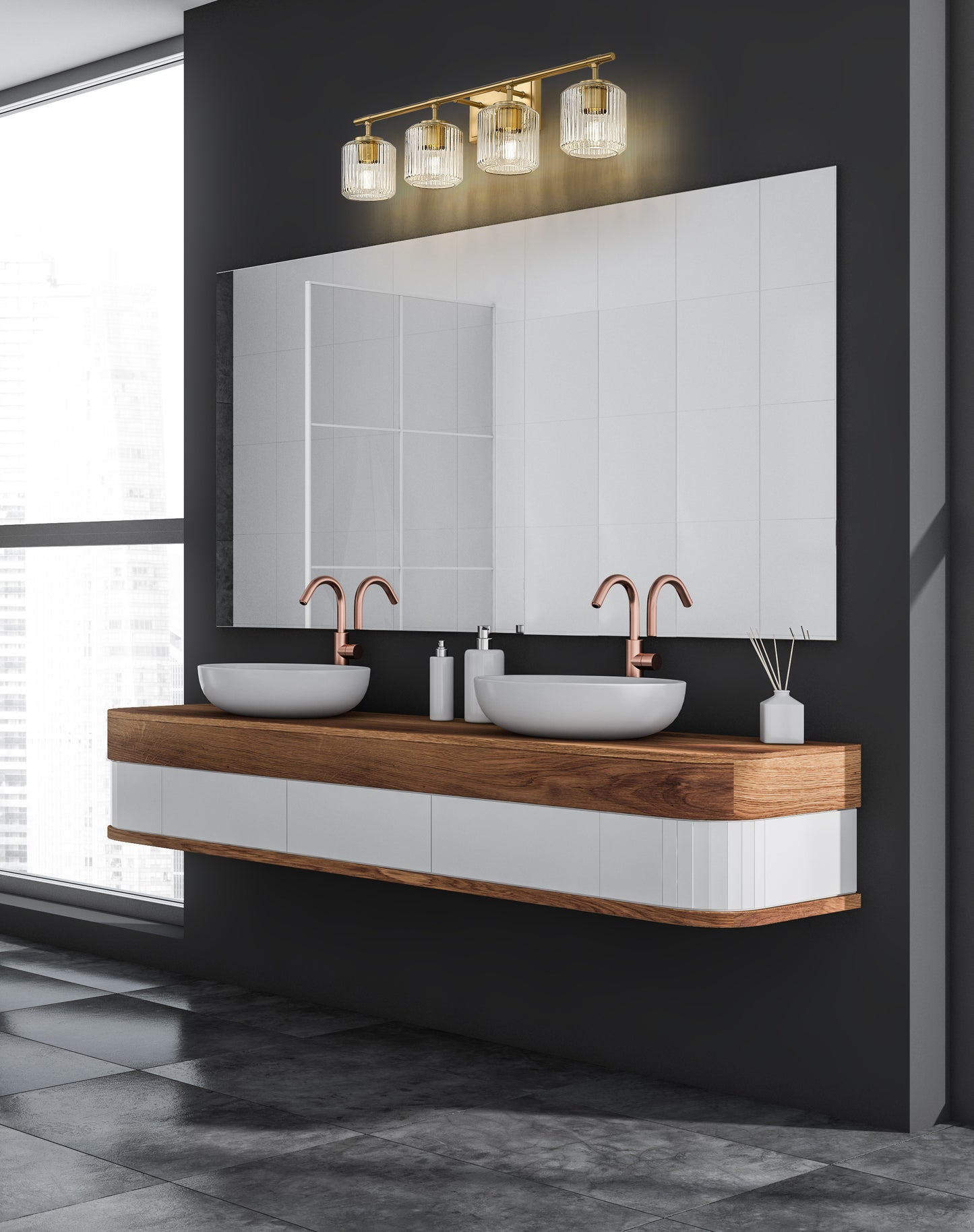 7515-4V-MGLD - Landon 4 Light 32" Vanity - Modern Gold