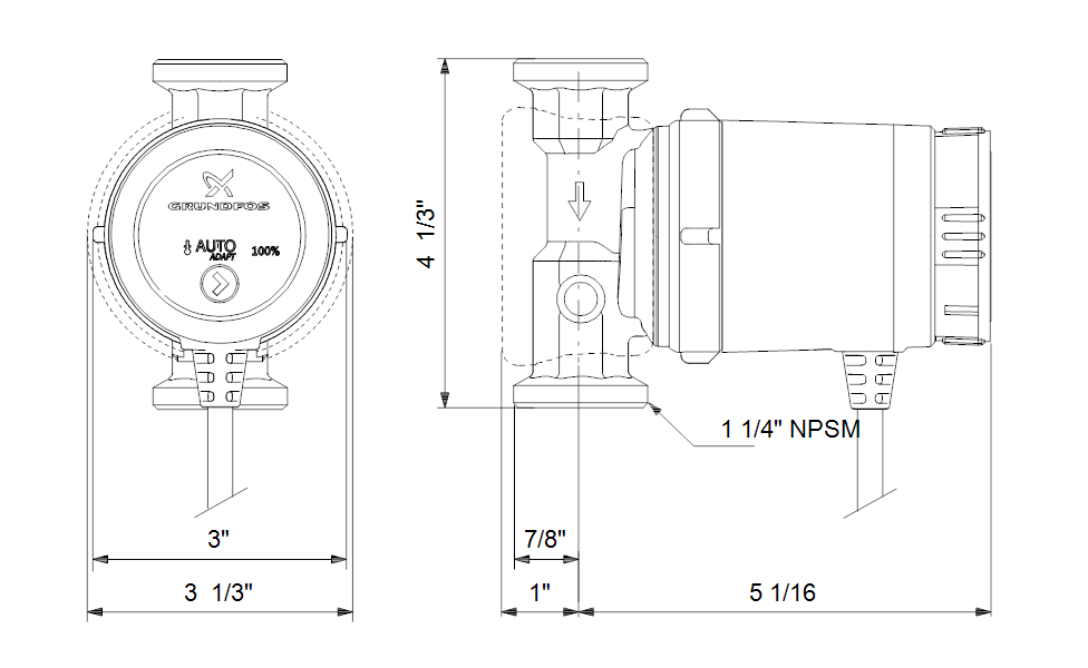 UP10-16APMBU/LC, 115V Pump, w/ Auto Adapt & Line Cord, 1-1/4" Union