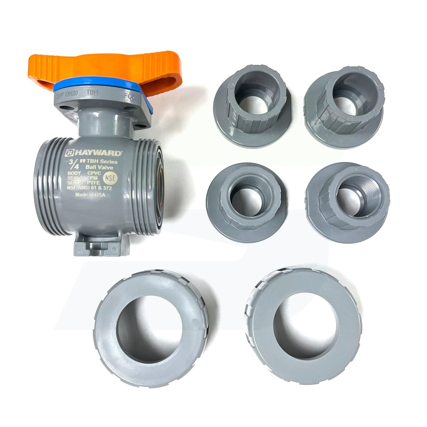 3/4" CPVC TBH Series Ball Valve Socket or Threaded Ends - FPM Seals