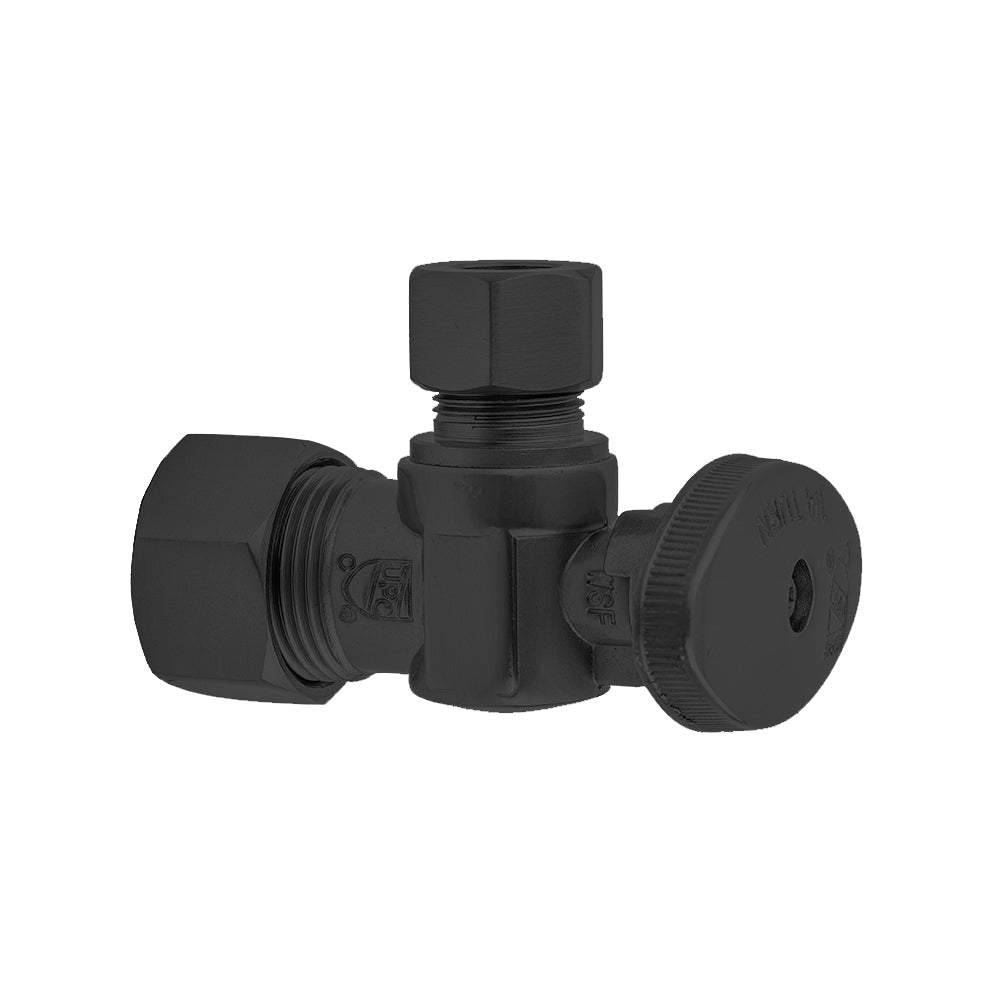 621-8-MBK - Quarter Turn Faucet Angle Stop - 5/8" Comp x 3/8" OD Supply Valve - Matte Black