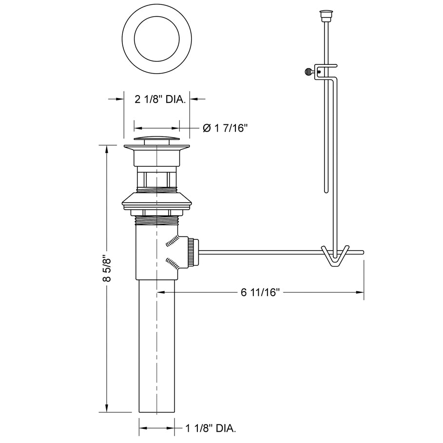 736-SN - Pop-Up Lavatory Drain with Overflow in Satin Nickel