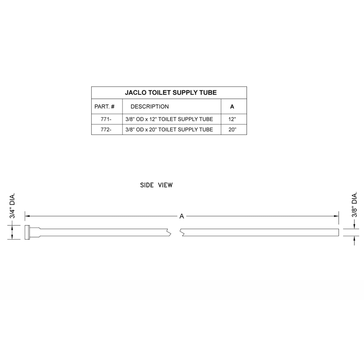 772-MBK - Flexible Smooth Copper Toilet Riser - 20", Matte Black