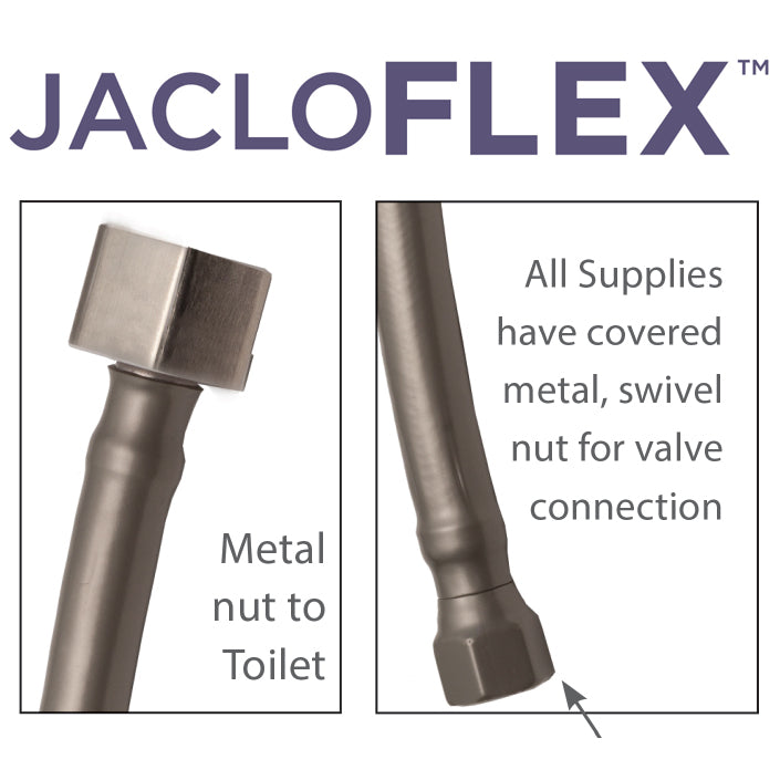 156-MN-SS-GREY - Flexible Stainless Steel Braided Toilet Supply Line with Decorative Cover - 12", Grey