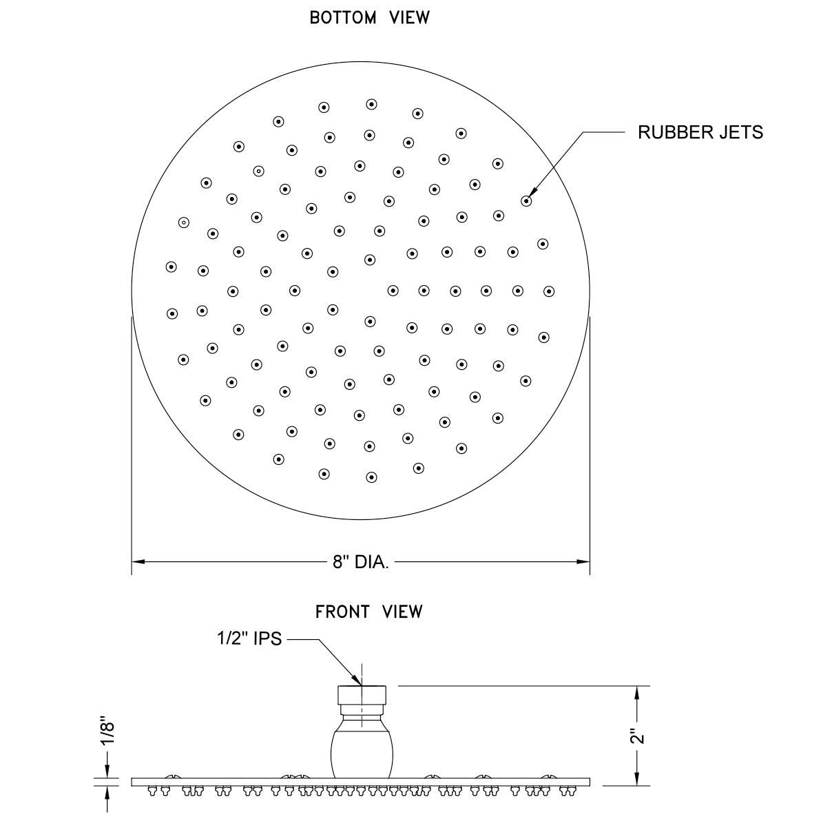 S208-2.0-SN - 8" Round Rain Machine Showerhead - Satin Nickel