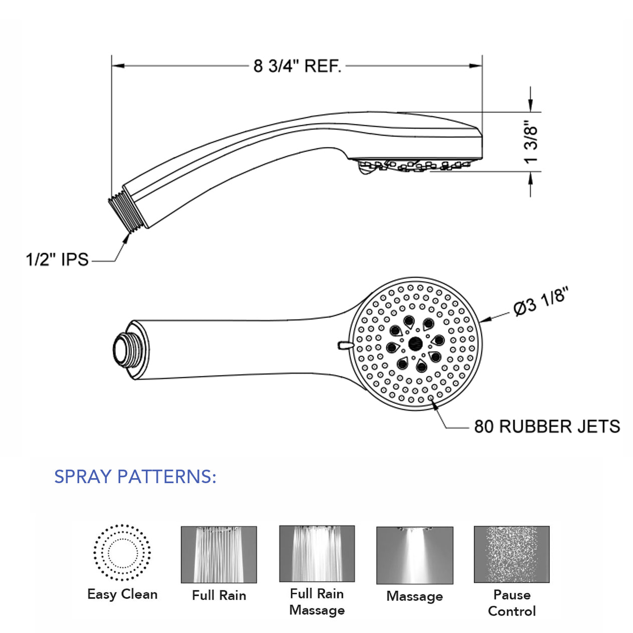 S463-2.0-PCH - Showerall 4 Function Handshower with JX7 Technology - Polished Chrome
