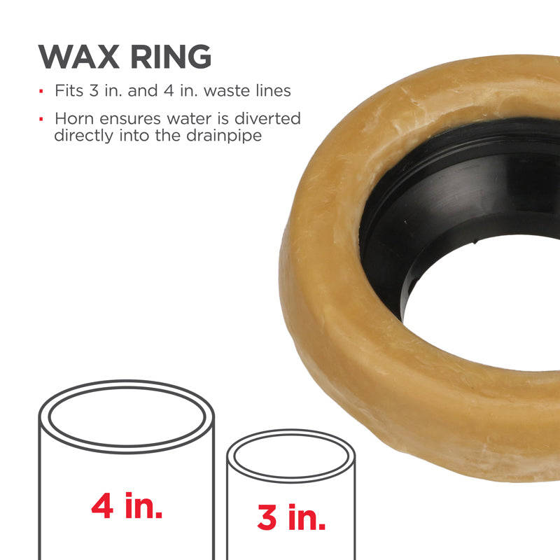 90220 - Hercules Johni-Ring Wax Ring with Horn - 3" or 4" Waste Lines