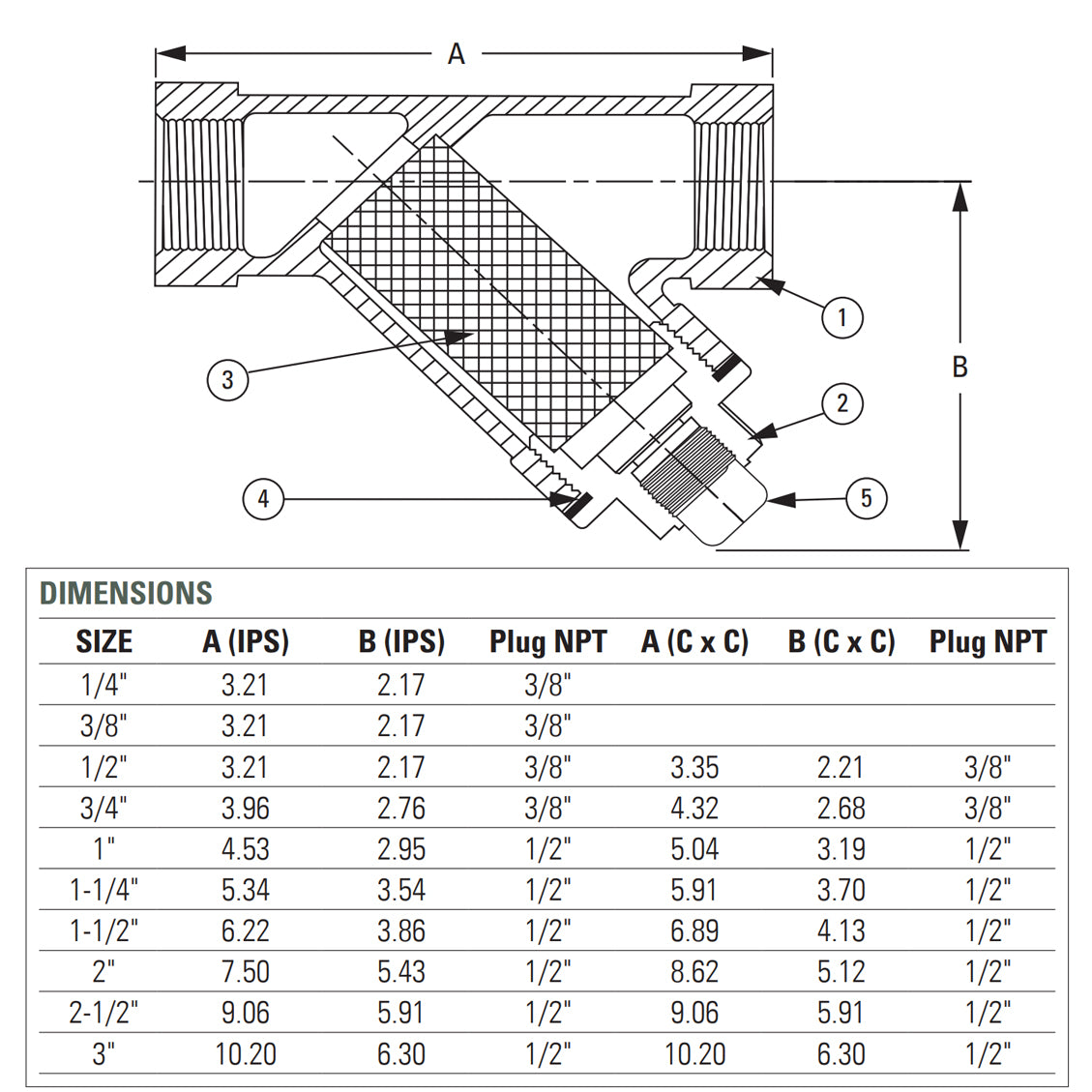 105-514NL - 3/4" No Lead Bronze Y-Strainer - Sweat x Sweat