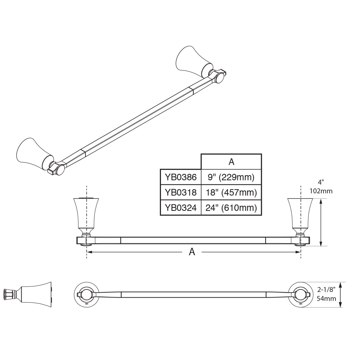 Moen YB0324BG - Flara 24" Single Towel Bar in Brushed Gold