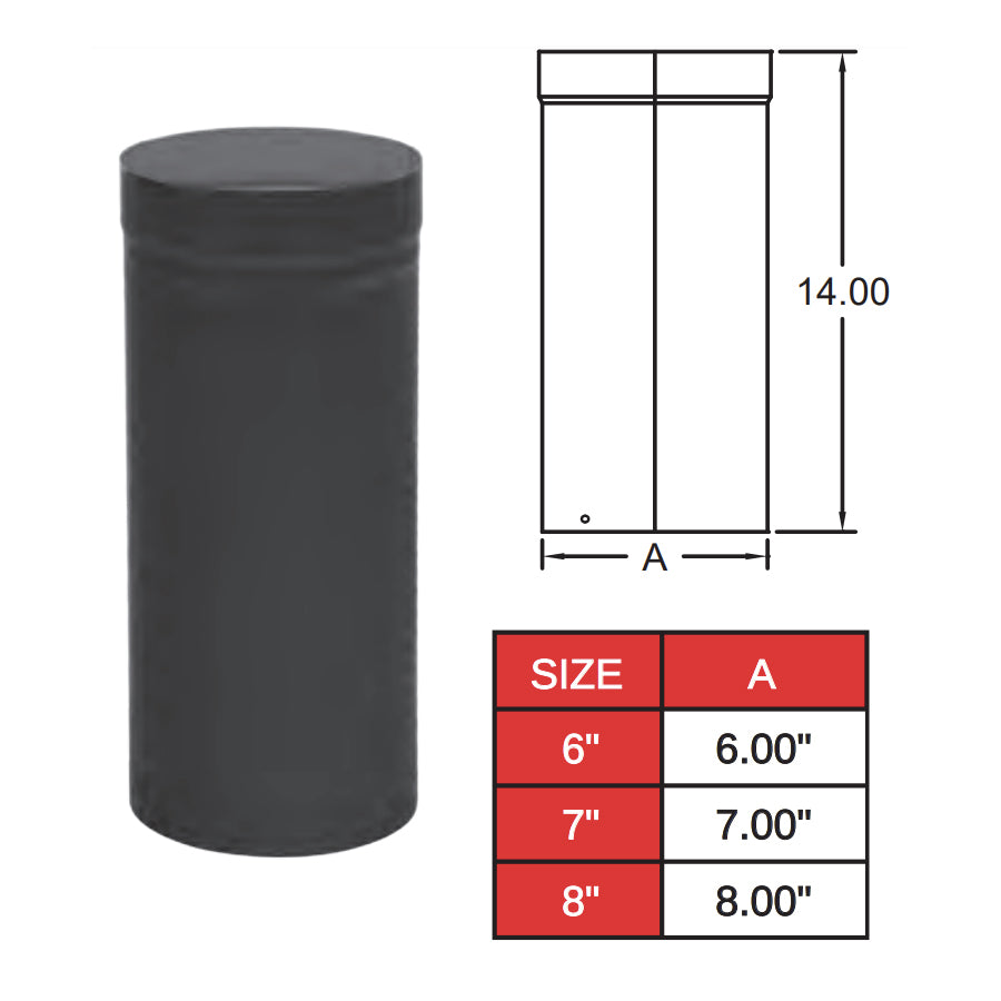 6SW14S - 6" Black Single Wall Stove Pipe Slip Connector