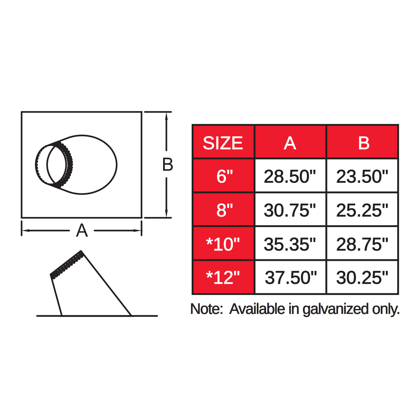 6TGF10 - 6" Temp Guard Pitched Roof Flashing - 6/12 - 10/12 Pitch