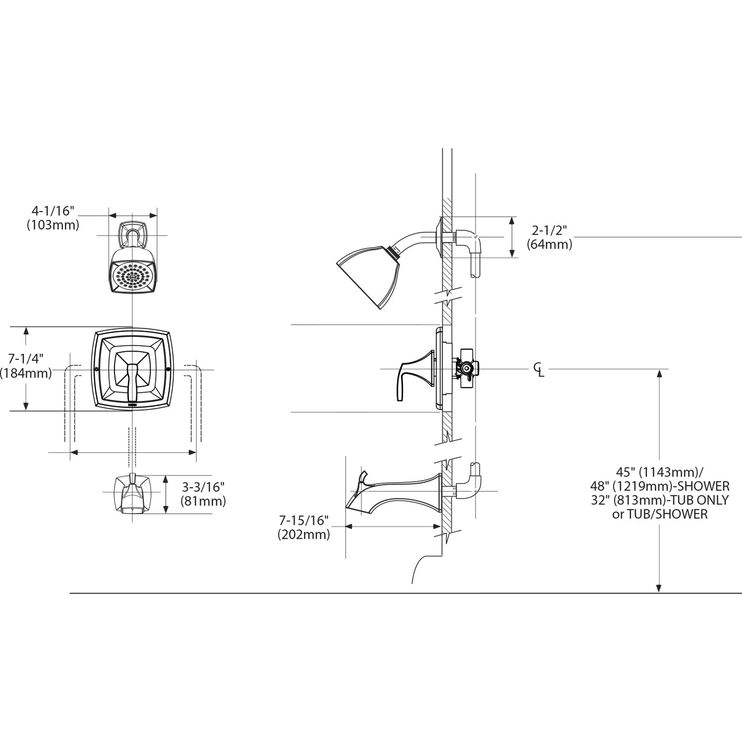 T2693EP - Voss Posi-Temp Eco-Performance Tub and Shower Trim