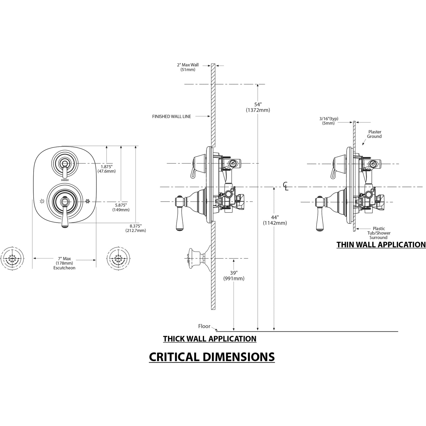 Kingsley Moentrol Pressure Balanced with Volume Control and Diverter Valve Trim