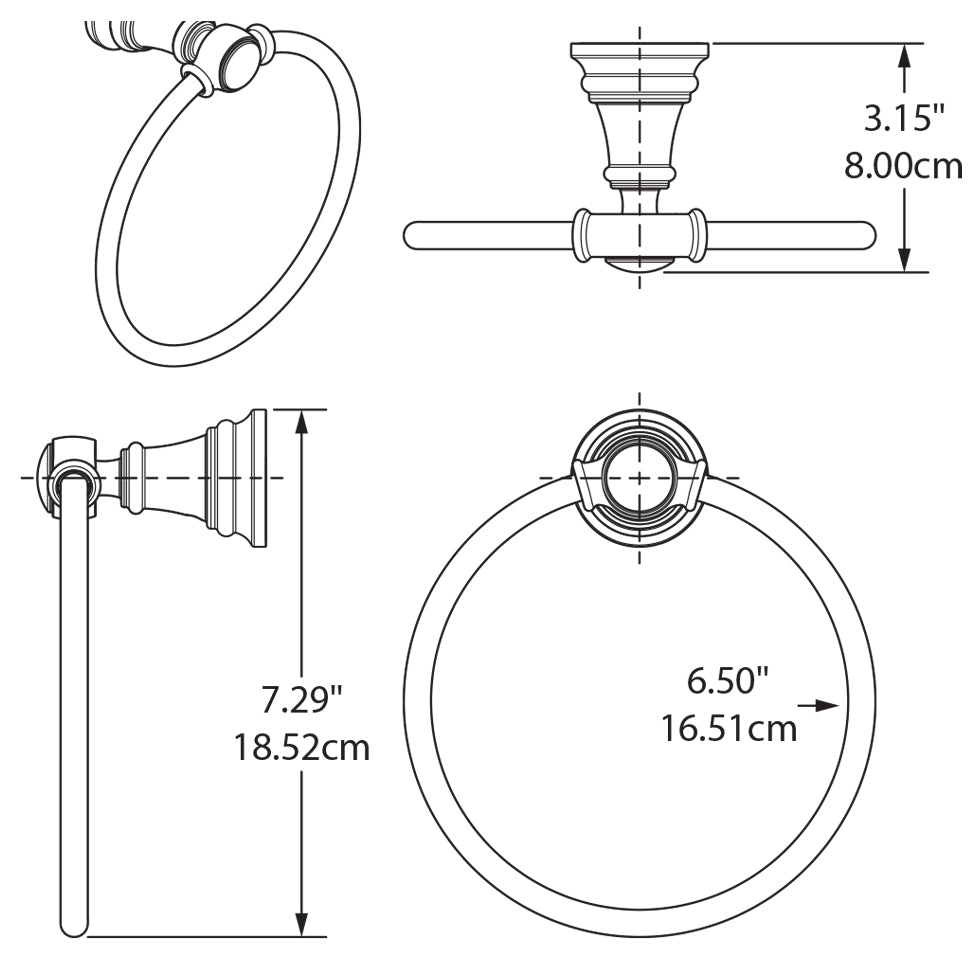 YB8486BG - Weymouth Bathroom Hand Towel Ring in Brushed Gold
