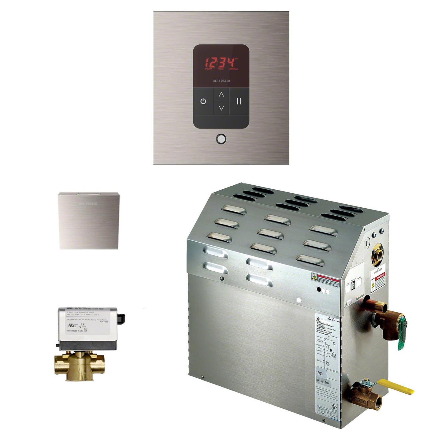 400C1ATSQBN - 9kW Steam Bath Generator Package - Square - Brushed Nickel