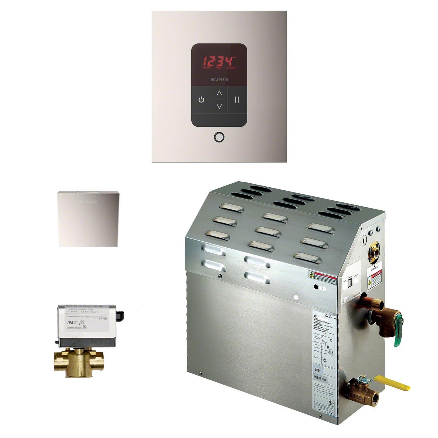 400C1ATSQPN - 9kW Steam Bath Shower Package - Square - Polished Nickel