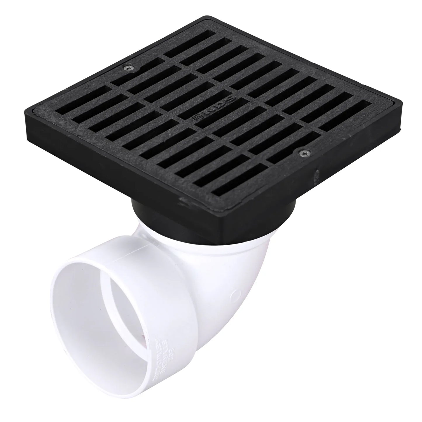 640 - 6" x 6" Square Grate with Low Profile Pipe Adapter Drain - Black
