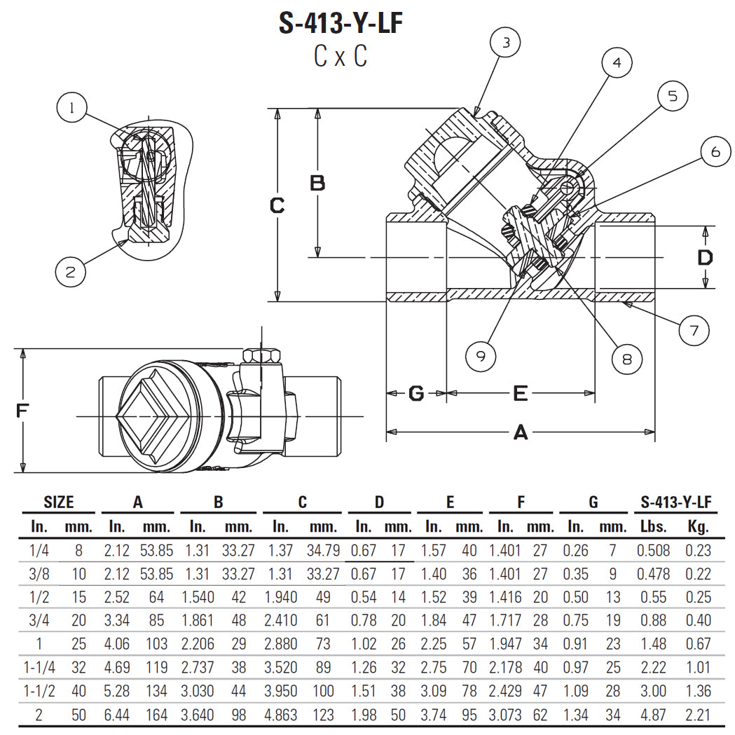 NJ740X6 - Lead Free Bronze Y-Check Valve - Sweat - 1/2"