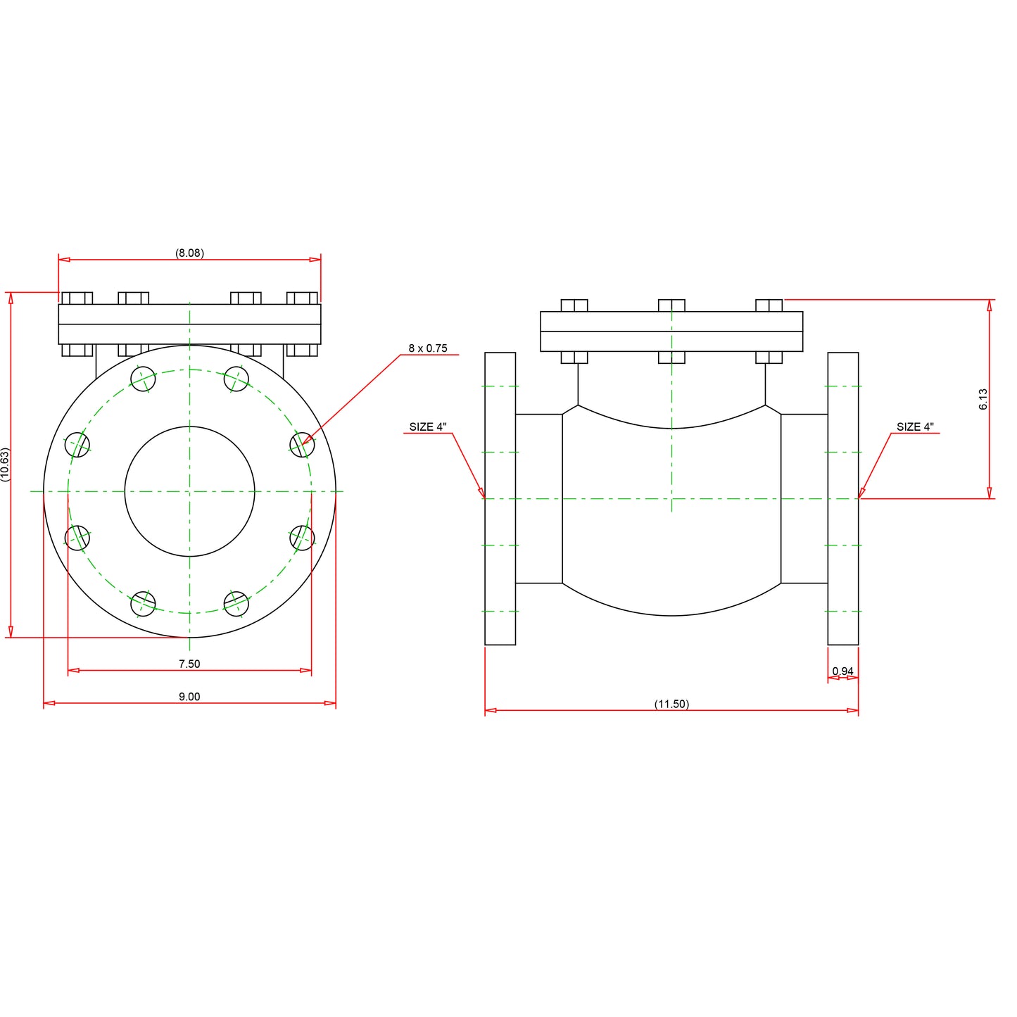NHE300H - Flanged Cast Iron Check Valve - 4"