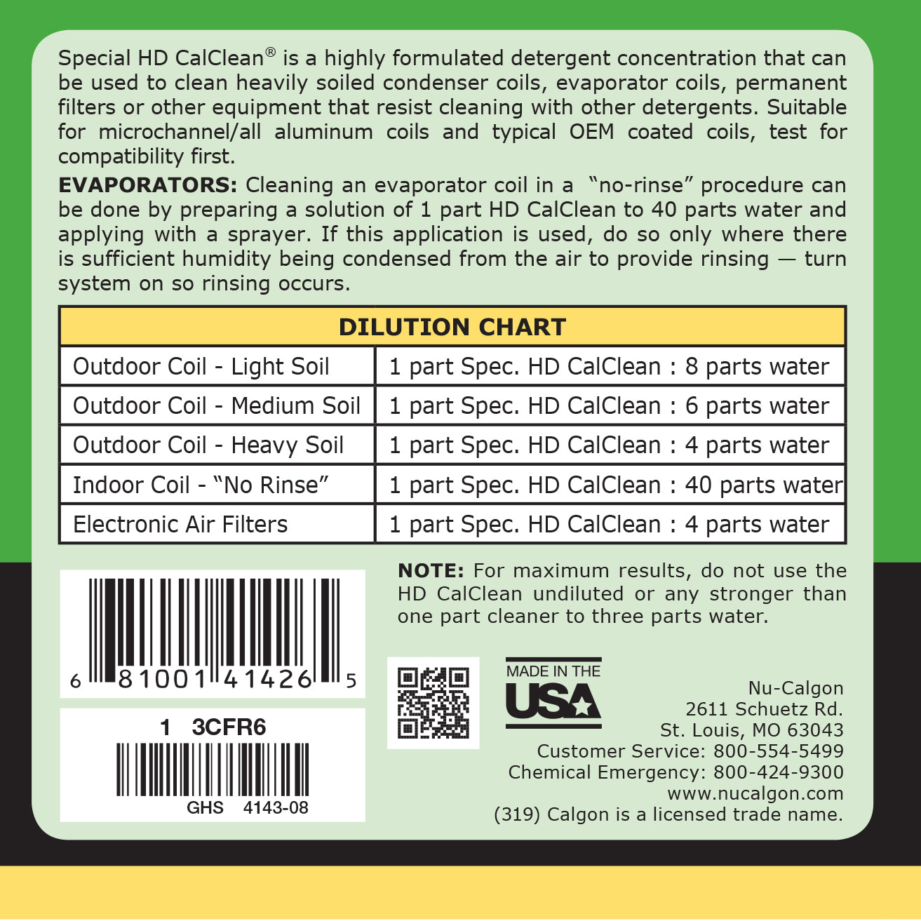 4143-08 - Heavy Duty CalClean Evaporator & Condenser Cleaner - 1 Gallon