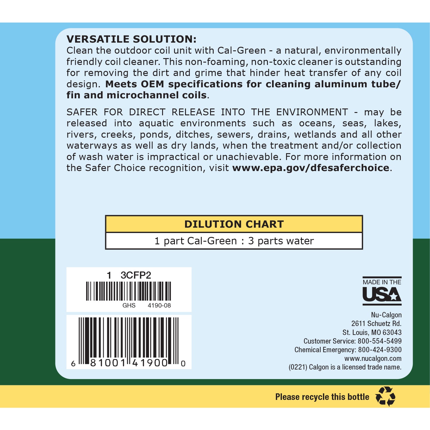 4190-08 - Cal-Green OEM Approved Cleaner for Aluminum Coils - 1 Gallon