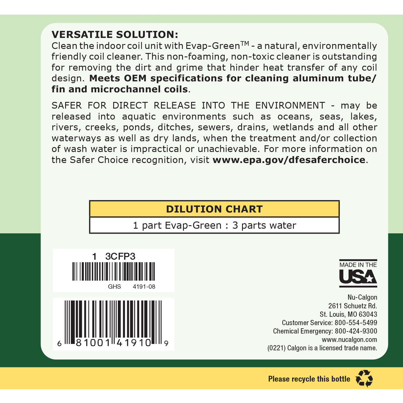 4191-08 - Evap-Green OEM Approved Aluminum Coil Cleaner - 1 Gallon